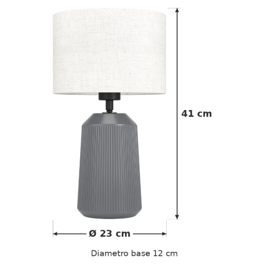 Eglo capalbio lampada da tavolo e27 41cm per soggiorno moderna grigia