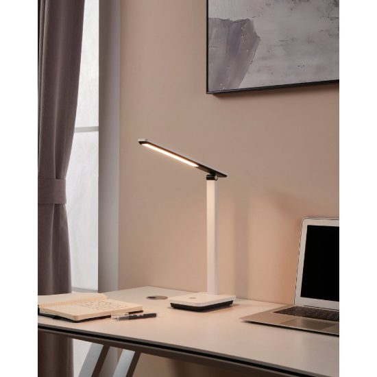 Eglo iniesta abat-jour per camera da letto led 3,6w cct 3000k 6500k 35cm moderna bianca e nera