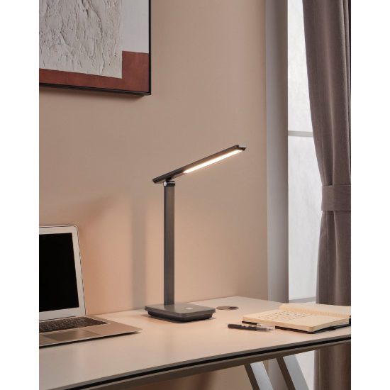 Eglo iniesta abat-jour per camera da letto led 3,6w cct 3000k 6500k 35cm moderna grigia e nera