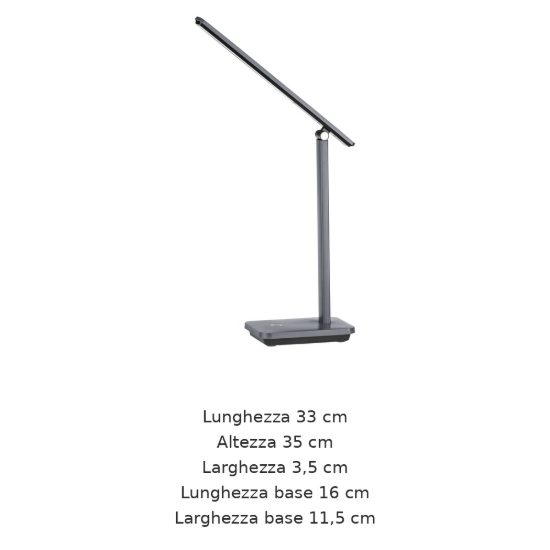 Eglo iniesta abat-jour per camera da letto led 3,6w cct 3000k 6500k 35cm moderna grigia e nera