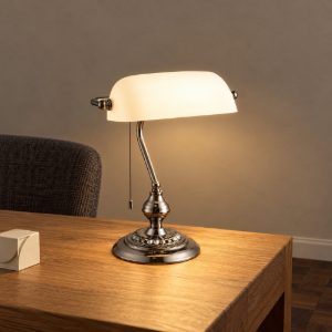 Eglo banker lampada da scrivania e27 39cm per ufficio classica nichel nero