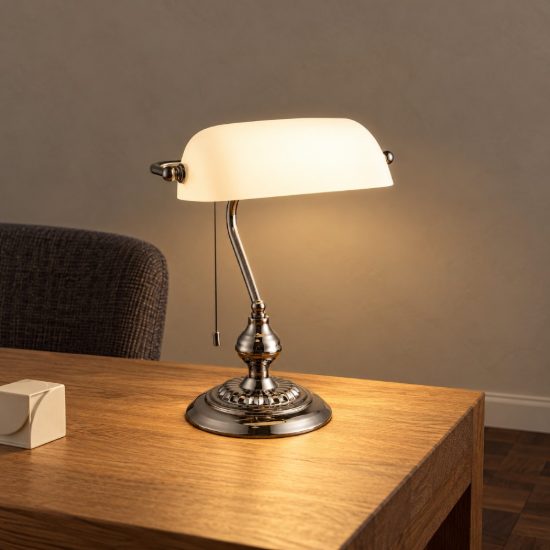 Eglo banker lampada da scrivania e27 39cm per ufficio classica nichel nero