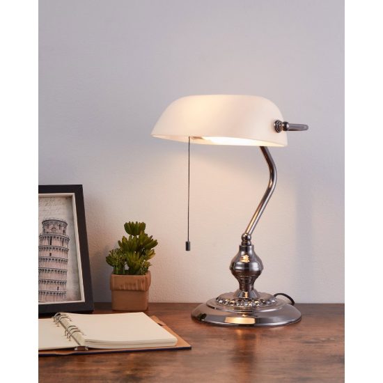 Eglo banker lampada da scrivania e27 39cm per ufficio classica nichel nero