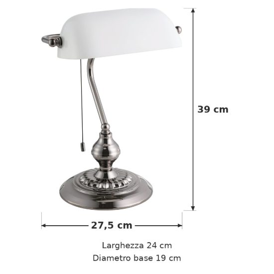 Eglo banker lampada da scrivania e27 39cm per ufficio classica nichel nero