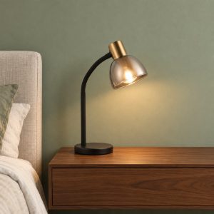 Eglo macere abat-jour per camera da letto e14 34cm moderna nera e ottone