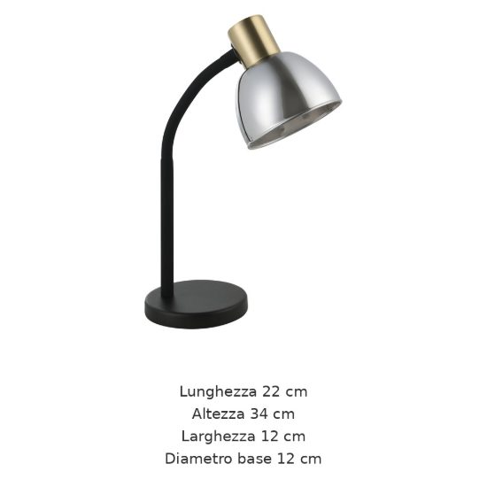 Eglo macere abat-jour per camera da letto e14 34cm moderna nera e ottone