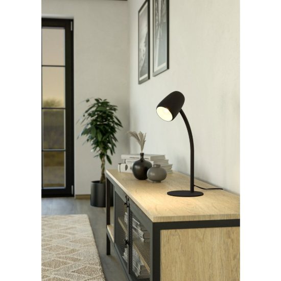 Eglo carlo lampada da tavolo e14 46cm per soggiorno moderna nera e bianca