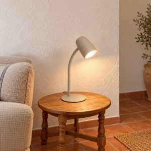 Eglo carlo lampada da tavolo e14 46cm per soggiorno moderna sabbia e bianca