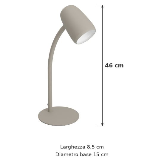 Eglo carlo lampada da tavolo e14 46cm per soggiorno moderna sabbia e bianca