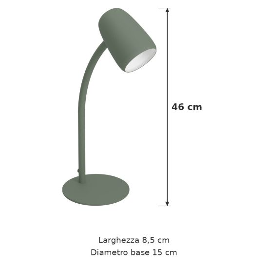 Eglo carlo lampada da tavolo e14 46cm per soggiorno moderna verde e bianca