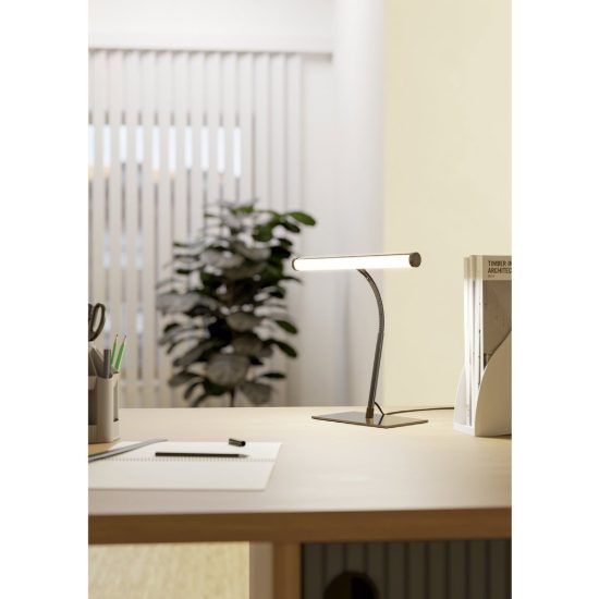 Eglo riccione lampada da scrivania led 5w cct 2700k 6500k 39,5cm per ufficio moderna nichel nero