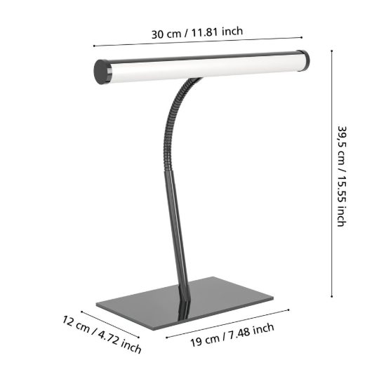 Eglo riccione lampada da scrivania led 5w cct 2700k 6500k 39,5cm per ufficio moderna nichel nero