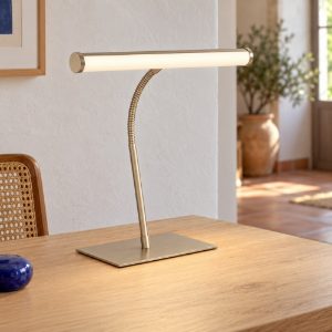 Eglo riccione lampada da scrivania led 5w cct 2700k 6500k 39,5cm per ufficio moderna nichel