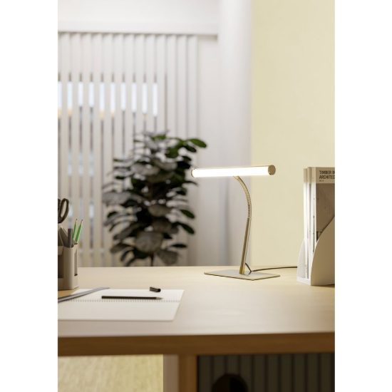 Eglo riccione lampada da scrivania led 5w cct 2700k 6500k 39,5cm per ufficio moderna nichel