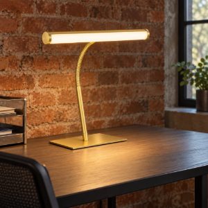 Eglo riccione lampada da scrivania led 5w cct 2700k 6500k 39,5cm per ufficio moderna ottone