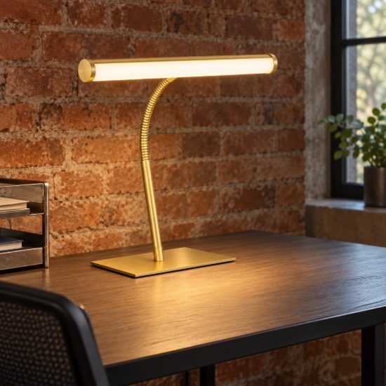 Eglo riccione lampada da scrivania led 5w cct 2700k 6500k 39,5cm per ufficio moderna ottone