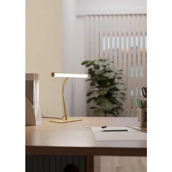 Eglo riccione lampada da scrivania led 5w cct 2700k 6500k 39,5cm per ufficio moderna ottone