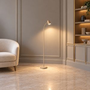 Eglo carlo piantana e14 170cm per ufficio moderna sabbia e bianca