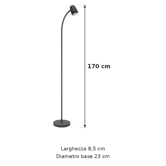 Eglo carlo piantana e14 170cm per ufficio moderna sabbia e bianca