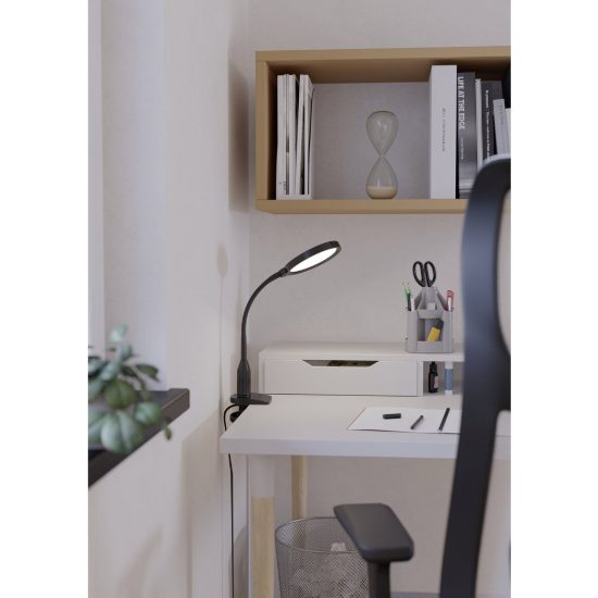 Eglo lauro lampada a pinza led 5,5w cct 2700k 6500k 37,5cm dimmerabile per ufficio moderna nera