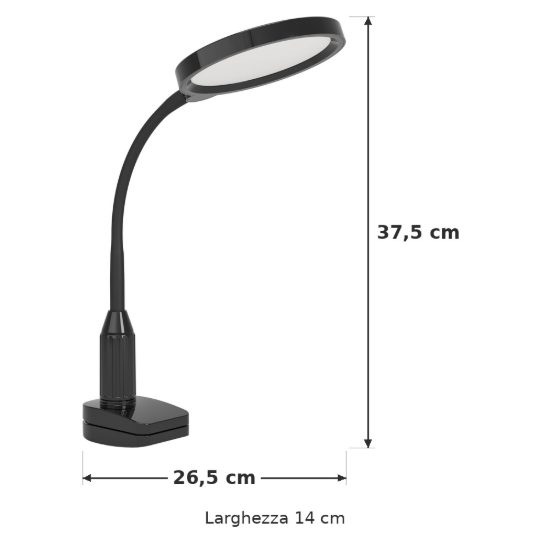 Eglo lauro lampada a pinza led 5,5w cct 2700k 6500k 37,5cm dimmerabile per ufficio moderna nera