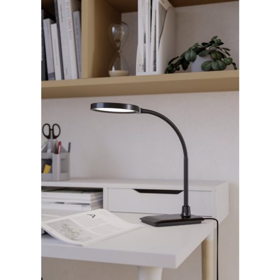 Eglo lauro lampada da scrivania led 5,5w cct 2700k 6500k 36cm dimmerabile per ufficio moderna nera