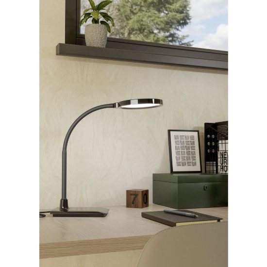 Eglo lauro lampada da scrivania led 5,5w cct 2700k 6500k 36cm dimmerabile per ufficio moderna nera