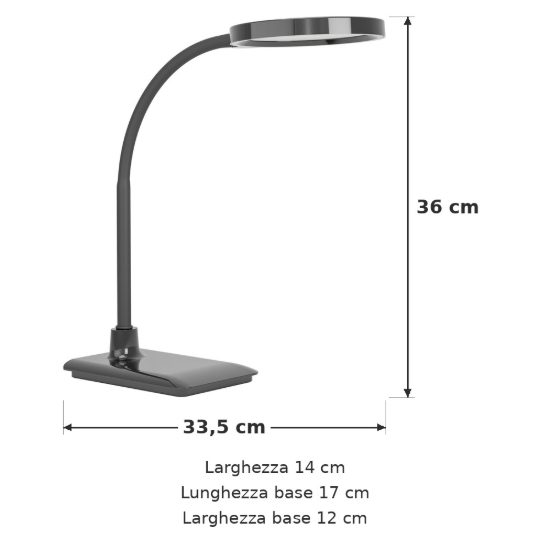 Eglo lauro lampada da scrivania led 5,5w cct 2700k 6500k 36cm dimmerabile per ufficio moderna nera