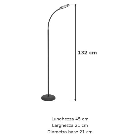 Eglo lauro piantana led 5,5w cct 2700k 6500k 132cm dimmerabile per soggiorno moderna nera