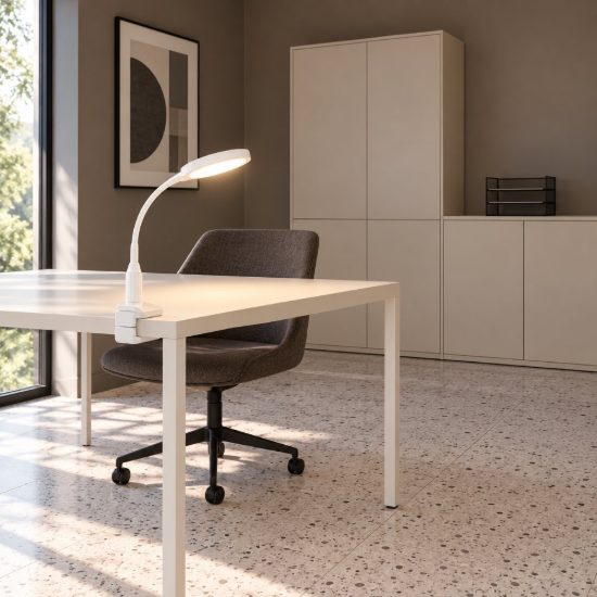 Eglo lauro lampada a pinza led 5,5w cct 2700k 6500k 37,5cm dimmerabile per ufficio moderna bianca