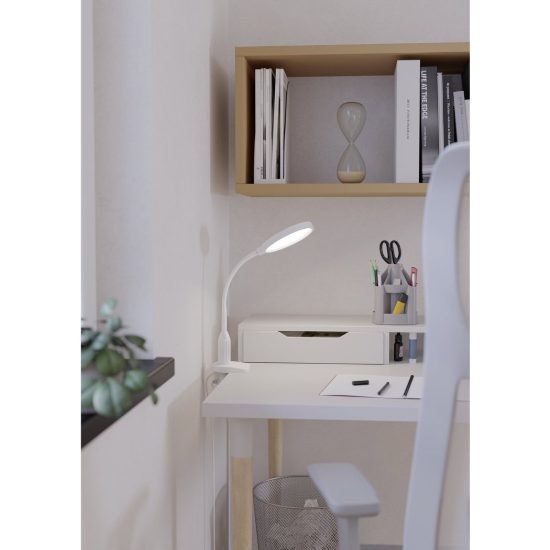Eglo lauro lampada a pinza led 5,5w cct 2700k 6500k 37,5cm dimmerabile per ufficio moderna bianca