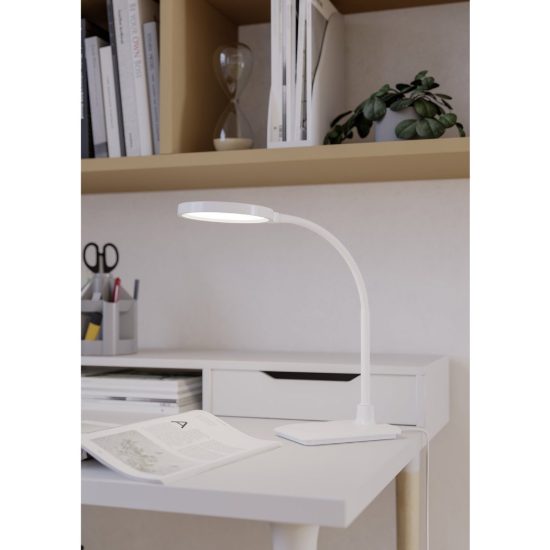 Eglo lauro lampada da scrivania led 5,5w cct 2700k 6500k 36cm dimmerabile per ufficio moderna bianca