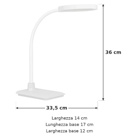 Eglo lauro lampada da scrivania led 5,5w cct 2700k 6500k 36cm dimmerabile per ufficio moderna bianca