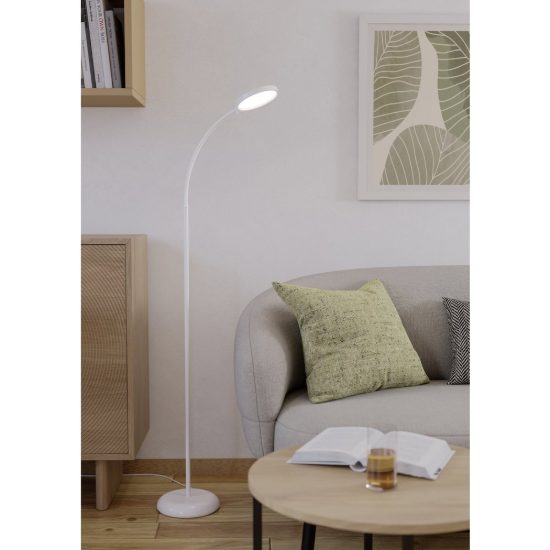 Eglo lauro piantana led 5,5w cct 2700k 6500k 132cm dimmerabile per soggiorno moderna bianca