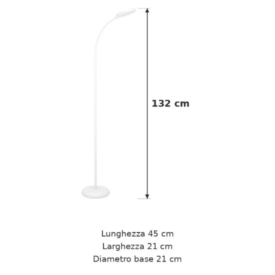 Eglo lauro piantana led 5,5w cct 2700k 6500k 132cm dimmerabile per soggiorno moderna bianca
