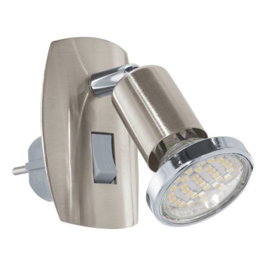 Eglo mini 4 faretto con spina gu10 led 2,8w 3000k 10cm moderno nichel e cromo