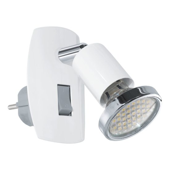 Eglo mini 4 faretto con spina gu10 led 2,8w 3000k 10cm moderno bianco e cromo