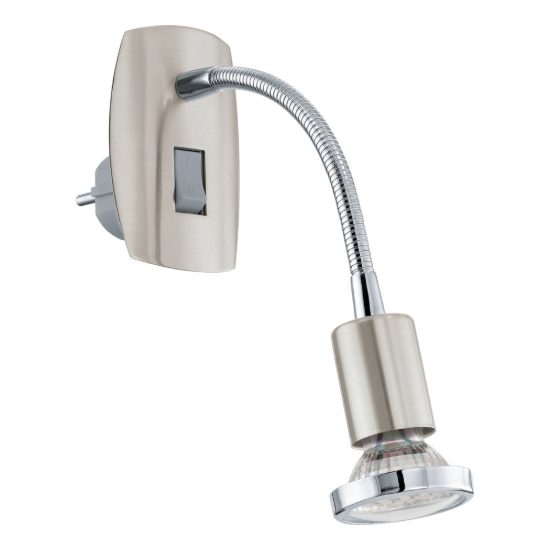 Eglo mini 4 faretto con spina gu10 led 2,8w 3000k 18cm moderno nichel e cromo