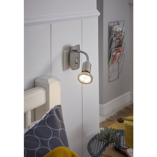 Eglo mini 4 faretto con spina gu10 led 2,8w 3000k 18cm moderno nichel e cromo