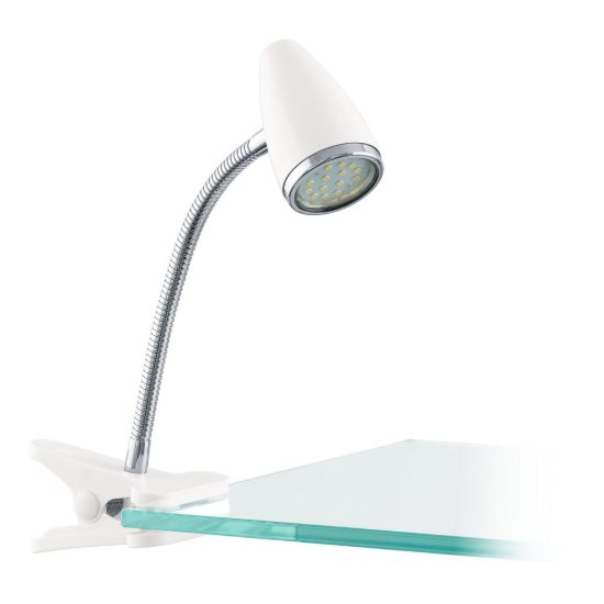 Eglo riccio 1 lampada a pinza gu10 led 2,8w 3000k 36cm per ufficio moderna bianca e cromo