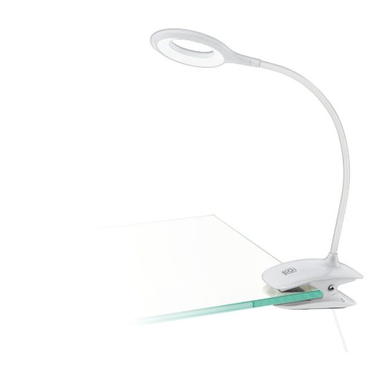 Eglo cabado lampada a pinza led 3,2w 3000k 47cm dimmerabile per ufficio moderna bianca