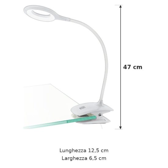 Eglo cabado lampada a pinza led 3,2w 3000k 47cm dimmerabile per ufficio moderna bianca