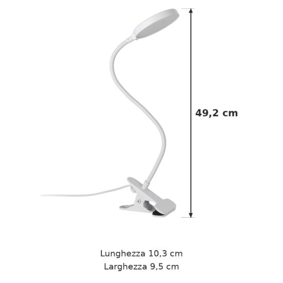 Eglo casetto lampada a pinza led 3,8w 3000k 49,2cm per ufficio moderna bianca
