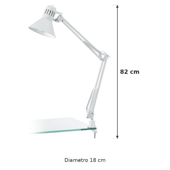 Eglo firmo lampada da scrivania e27 82cm per ufficio moderna bianca lucida