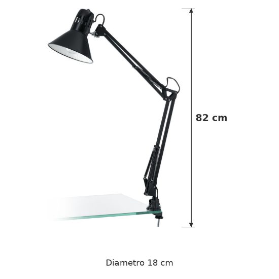 Eglo firmo lampada da scrivania e27 82cm per ufficio moderna nera lucida