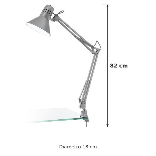 Eglo firmo lampada da scrivania e27 82cm per ufficio moderna argento