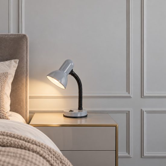 Eglo basic 1 abat-jour per camera da letto e27 30cm moderna argento