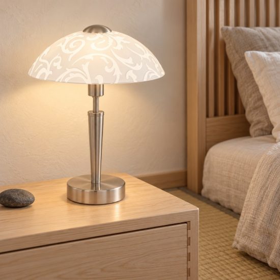Eglo solo abat-jour per camera da letto e14 32cm dimmerabile moderna nichel