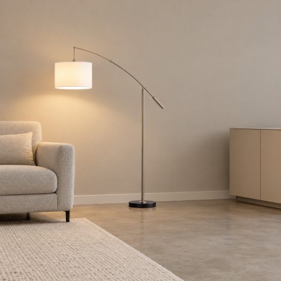 Eglo nadina piantana ad arco e27 195cm per soggiorno moderna nichel