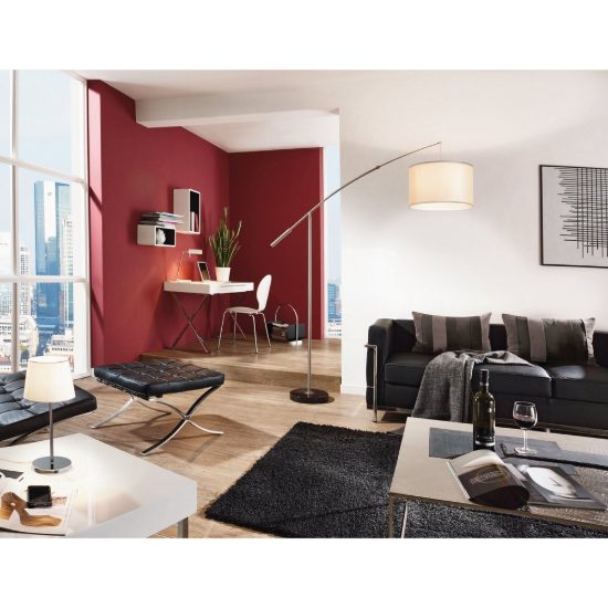 Eglo nadina piantana ad arco e27 195cm per soggiorno moderna nichel